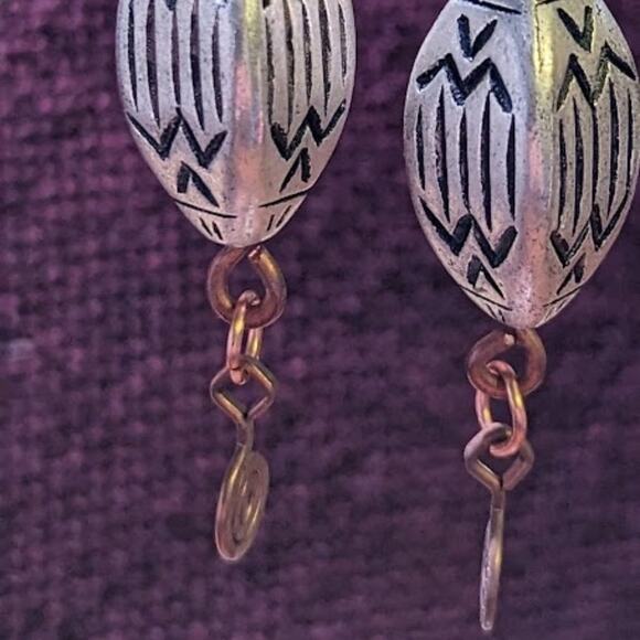 Bold Silver Bohemian Mixed Metal Earrings - Picture 5 of 8